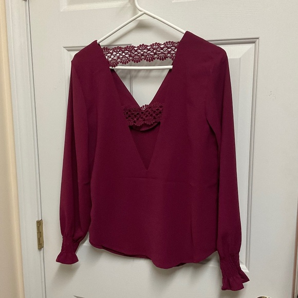 Avanova Women’s sexy backless blouse medium wine red - Picture 2 of 4